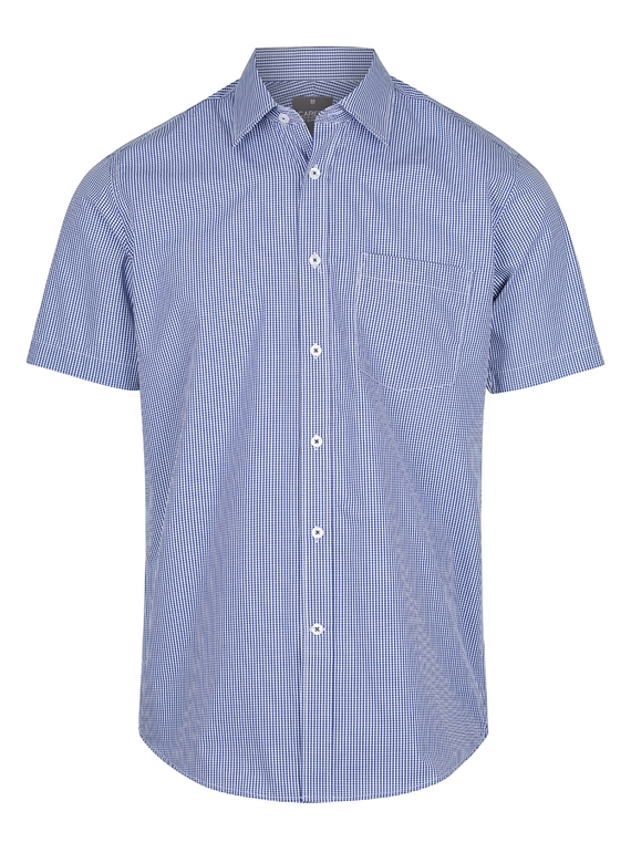 Westgarth Gingham Short Sleeve Shirt - Men - Navy