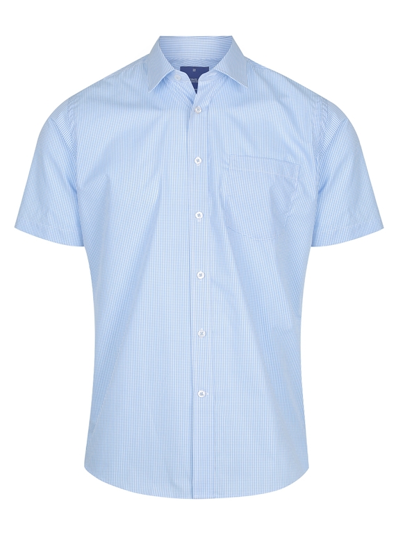 Westgarth Gingham Short Sleeve Shirt - Men - Sky