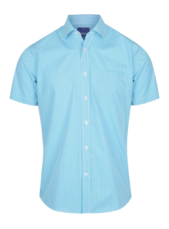 Westgarth Gingham Short Sleeve Shirt - Men - Teal