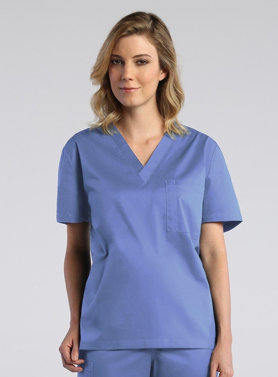 Red Panda V-Neck Scrub Top - Unisex - Ceil Blue