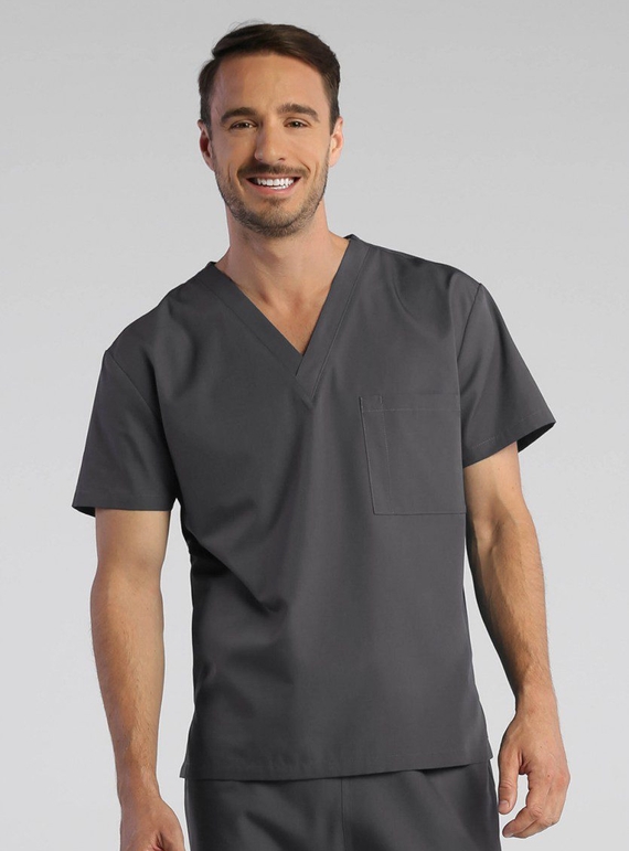 Red Panda V-Neck Scrub Top - Unisex - Pewter
