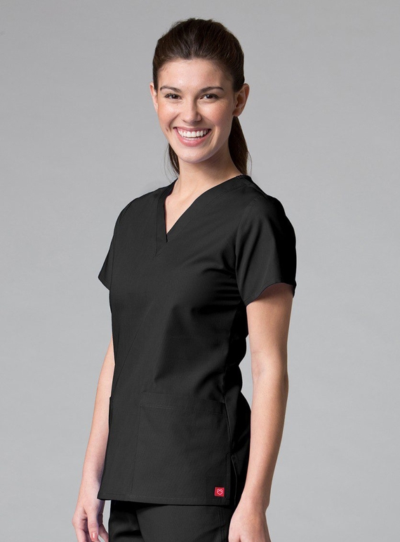 Red Panda V-Neck Two pocket Scrub Top - Women - Black