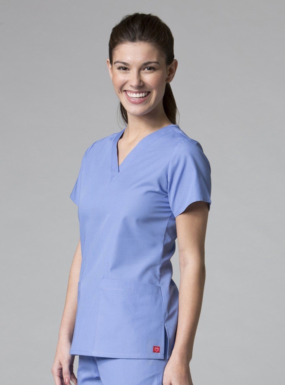 Red Panda V-Neck Two pocket Scrub Top - Women - Ceil Blue