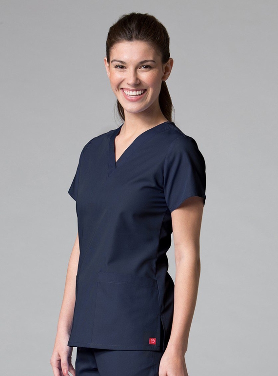 Red Panda V-Neck Two pocket Scrub Top - Women - True Navy