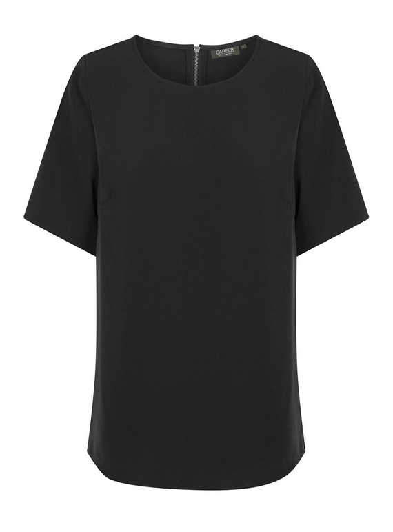 Taylor Short Sleeve Luxe Twill Top - Black