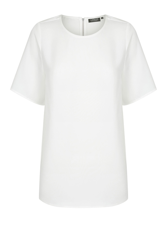 Taylor Short Sleeve Luxe Twill Top - Ivory