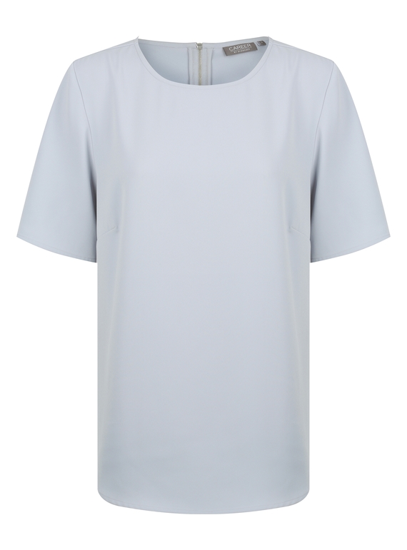 Taylor Short Sleeve Luxe Twill Top - Silver