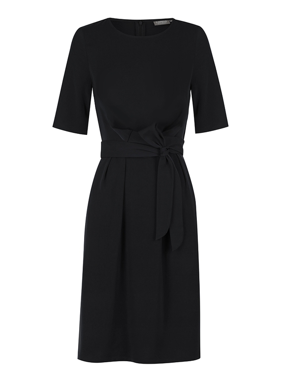 Mason Short Sleeve Luxe Twill Dress - Black
