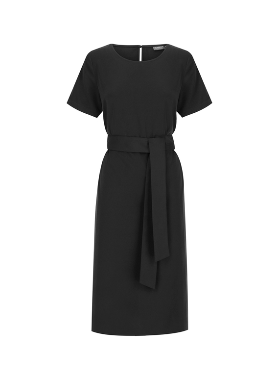 Larson Luxe Twill Midi Dress - Black