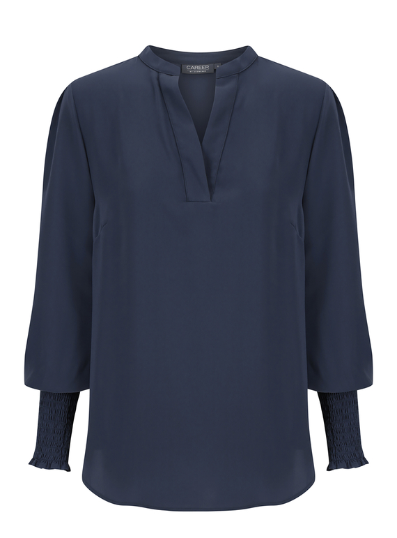 Marni Half Placket Recycled Poly Top - Women - Navy