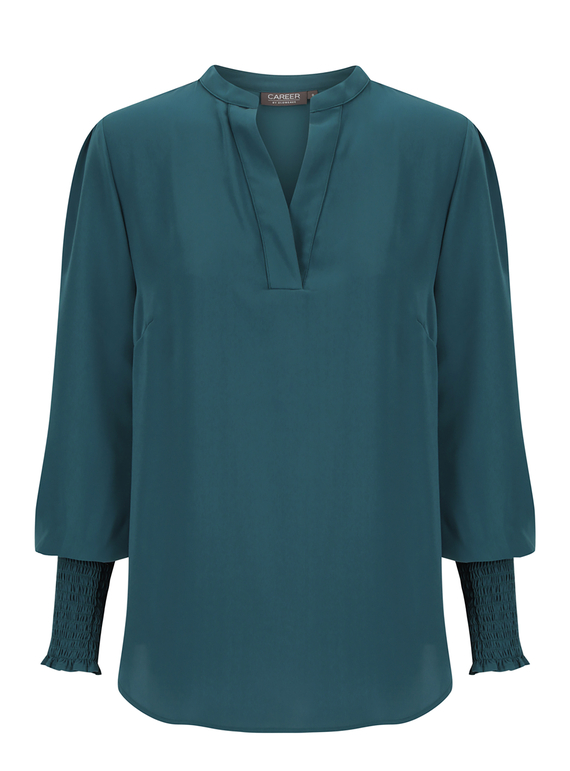 Marni Half Placket Recycled Poly Top - Women - Peacock