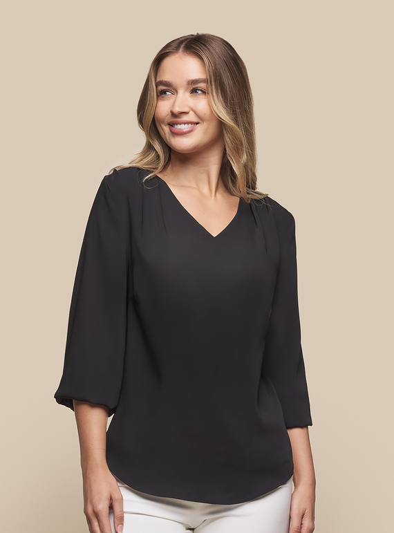 Cali V Neck Popover Recycled Poly Top - Women