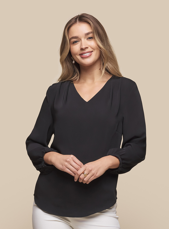 Cali V Neck Popover Recycled Poly Top - Women