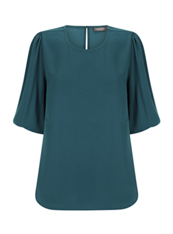 Poppy Puff Sleeve Recycled Poly Top - Women - Peacock