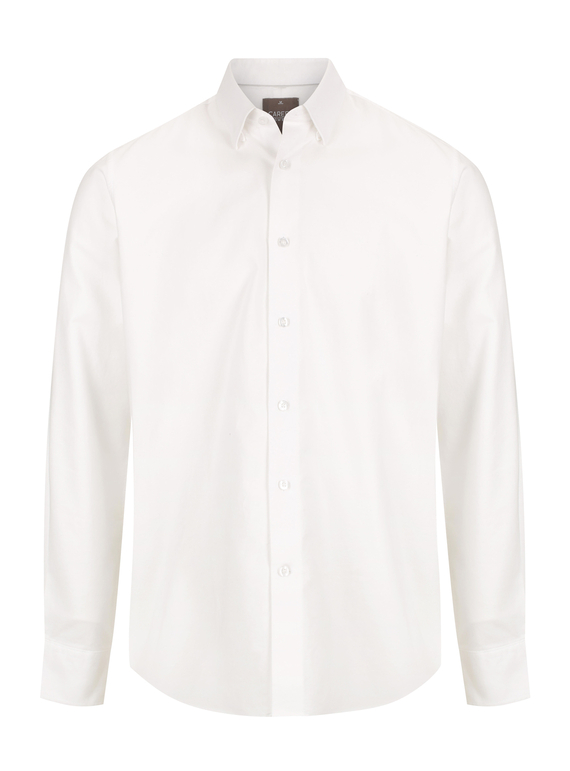 Ashton Cotton Oxford Shirt - Men - Chalk