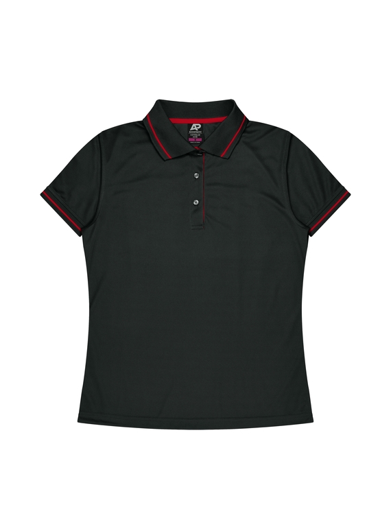 Cottesloe Polo Shirt - Women - Polyester, New mesh knit - Black/Red