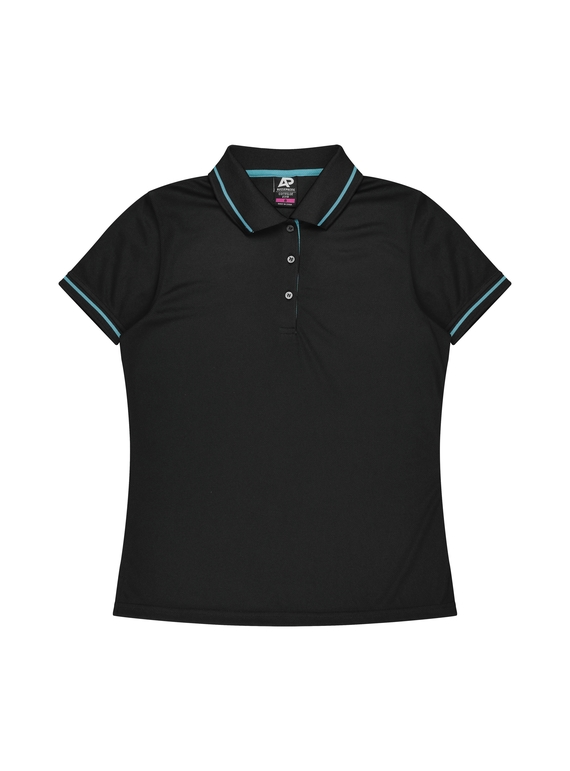 Cottesloe Polo Shirt - Women - Polyester, New mesh knit - Black/Teal