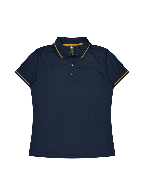 Cottesloe Polo Shirt - Women - Polyester, New mesh knit - Navy/Gold