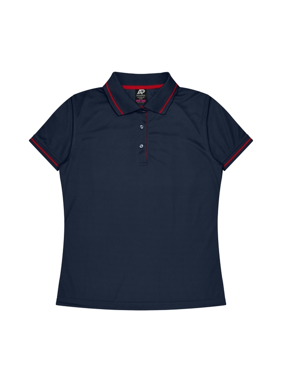 Cottesloe Polo Shirt - Women - Polyester, New mesh knit - Navy/Red