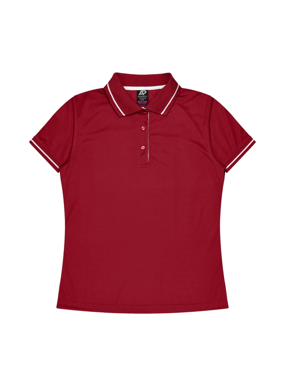 Cottesloe Polo Shirt - Women - Polyester, New mesh knit - Red/White