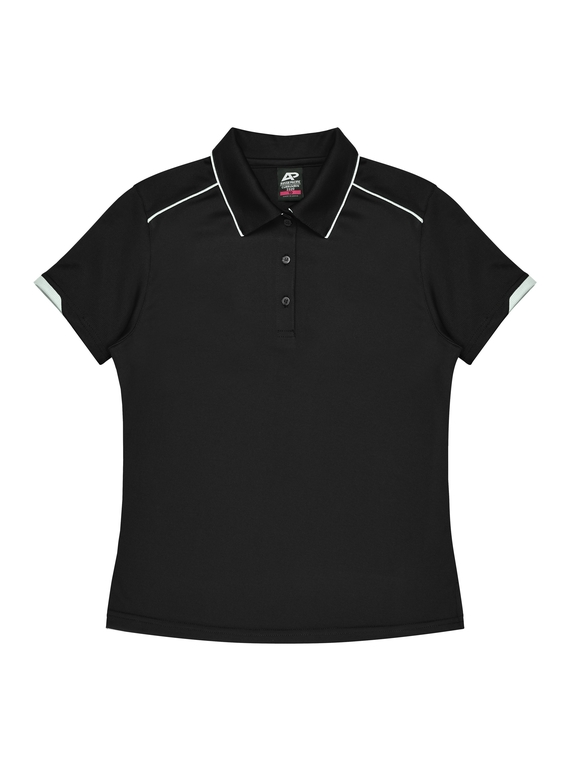 Currumbin Polo Shirt - Women - Polyester Mini Waffle knit - Black/White