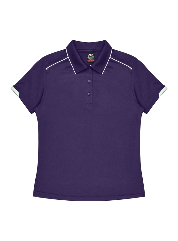 Currumbin Polo Shirt - Women - Polyester Mini Waffle knit - Purple/White 