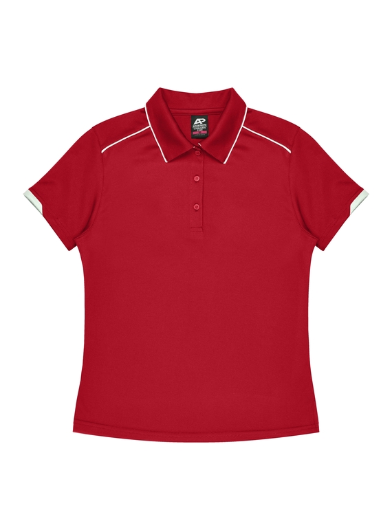 Currumbin Polo Shirt - Women - Polyester Mini Waffle knit - Red/White