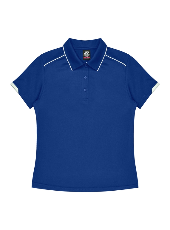 Currumbin Polo Shirt - Women - Polyester Mini Waffle knit - Royal/White