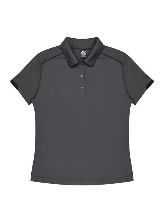 Currumbin Polo Shirt - Women - Polyester Mini Waffle knit - Slate/Black