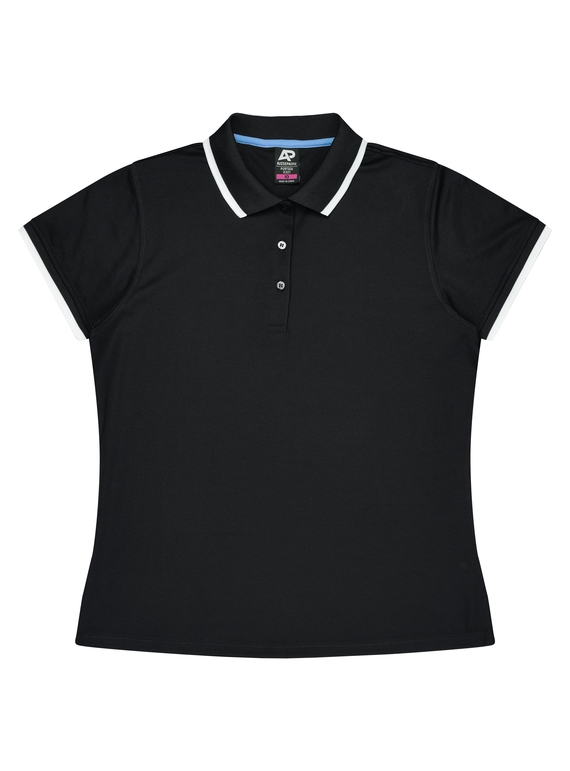 Portsea Polo Shirt - Women - Poly/Cotton (Cotton back fabric) - Black/White