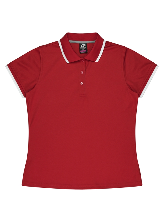 Portsea Polo Shirt - Women - Poly/Cotton (Cotton back fabric) - Red/White