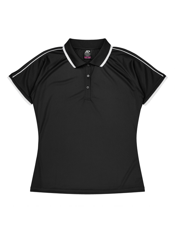 Double Bay Polo Shirt - Women - Polyester, New mesh knit - Black/White