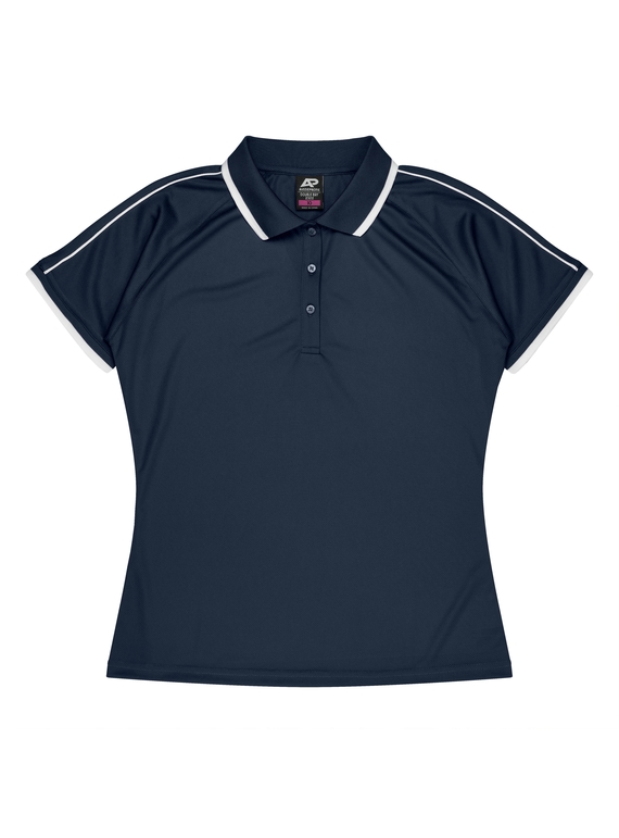 Double Bay Polo Shirt - Women - Polyester, New mesh knit - Navy/White