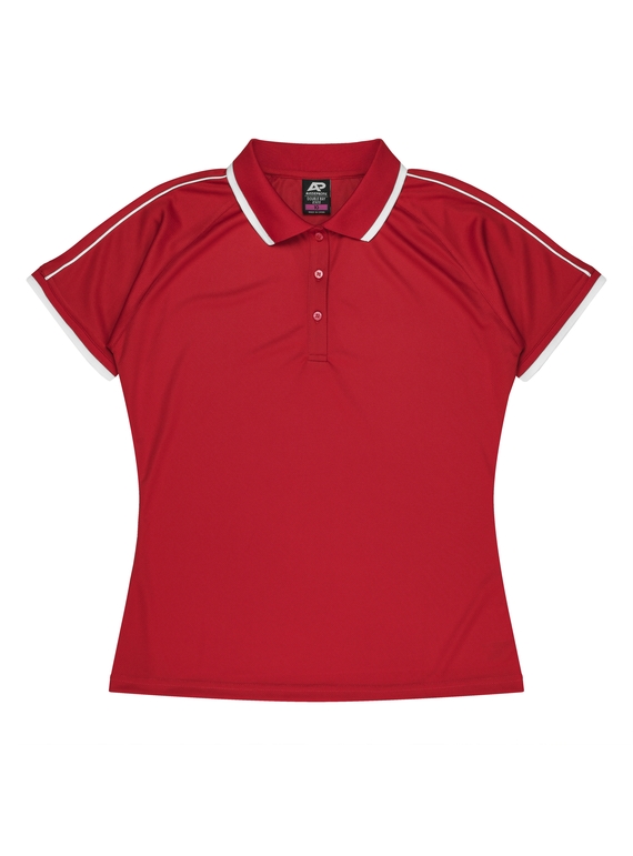 Double Bay Polo Shirt - Women - Polyester, New mesh knit - Red/White