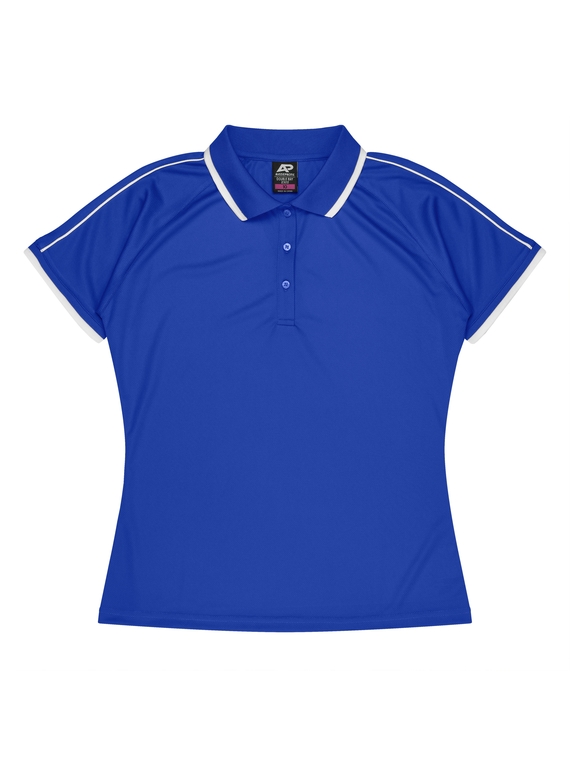 Double Bay Polo Shirt - Women - Polyester, New mesh knit - Royal/White