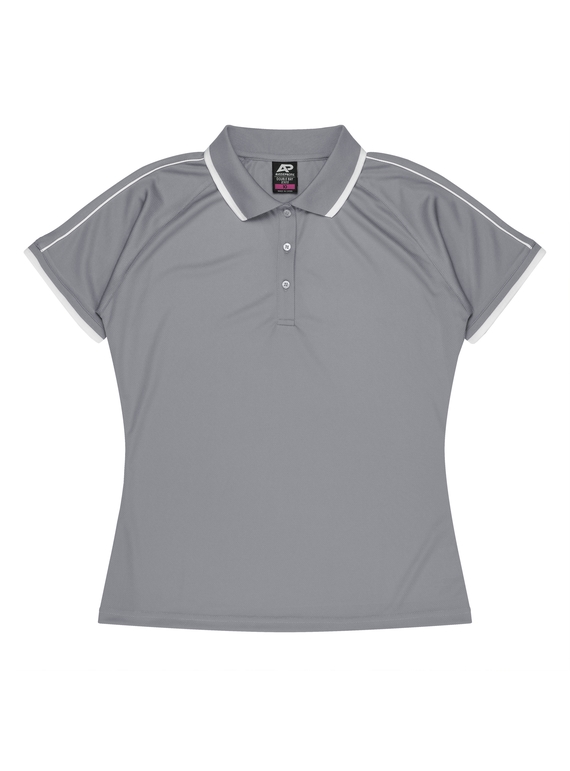 Double Bay Polo Shirt - Women - Polyester, New mesh knit - Silver/White