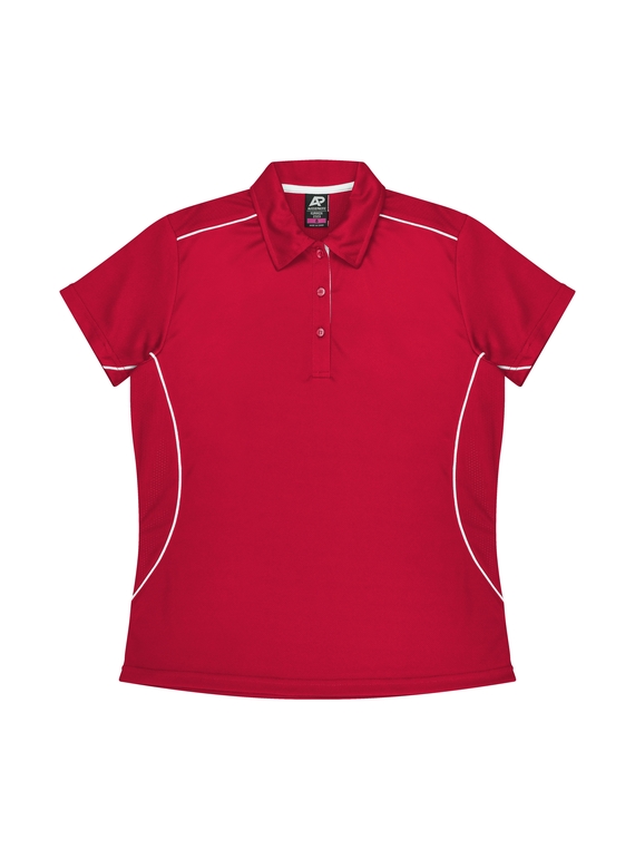 Kuranda Polo Shirt - Women - Polyester, New mesh knit - Red/White
