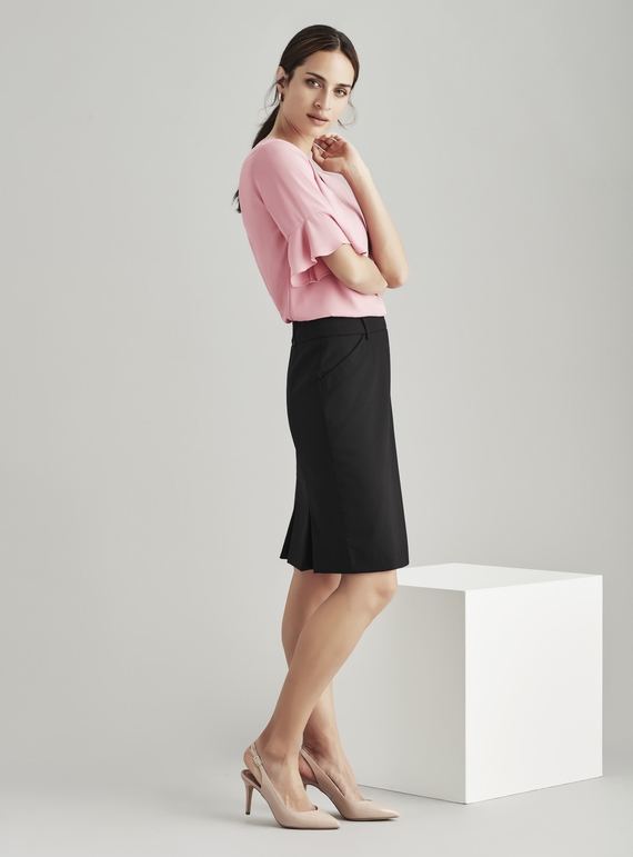 Multi Pleat Skirt - Wool Stretch
