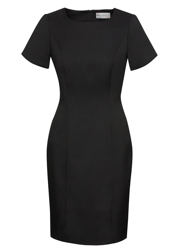 Short Sleeve Shift Dress - Cool Stretch - Women - Black