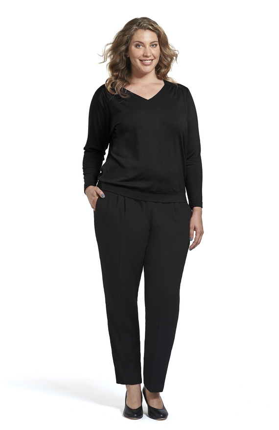 Women's Full Tapered Trousers with Elasticized Back 