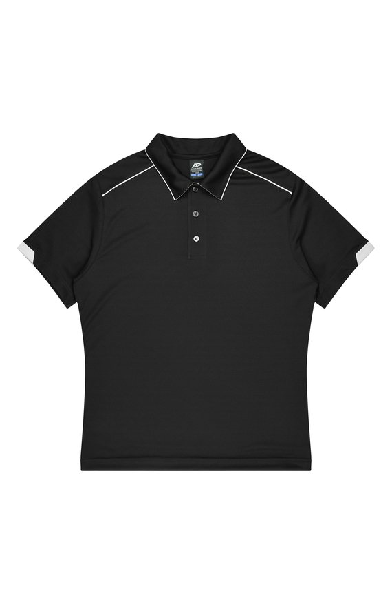 Currumbin Polo Shirt - Youth - Polyester Mini Waffle knit - Black/White