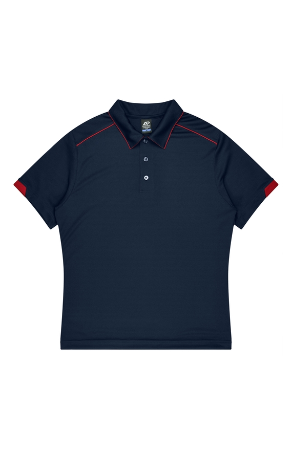 Currumbin Polo Shirt - Youth - Polyester Mini Waffle knit - Navy/Red