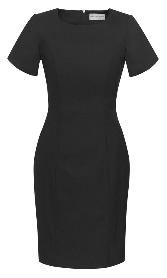 Woolstretch Short Sleeve Shift Dress - Women - Black