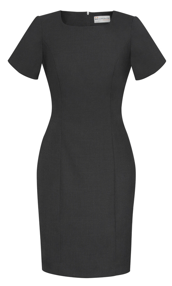Woolstretch Short Sleeve Shift Dress - Women - Charcoal