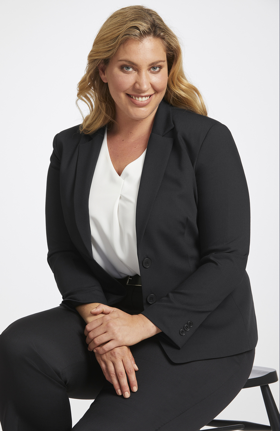 Indira Classic Two Button Jacket in Stretch Wool Blend