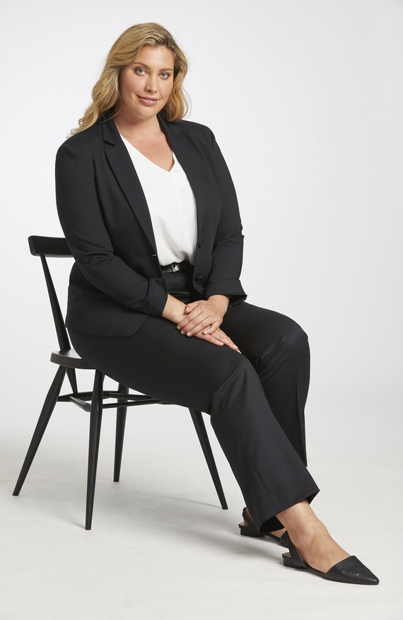 Indira Classic Two Button Jacket in Stretch Wool Blend