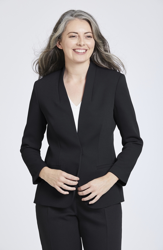 Collarless Jacket with Removable Tie