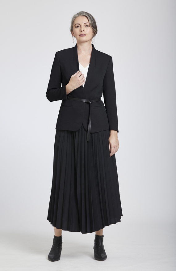 Collarless Jacket with Removable Tie