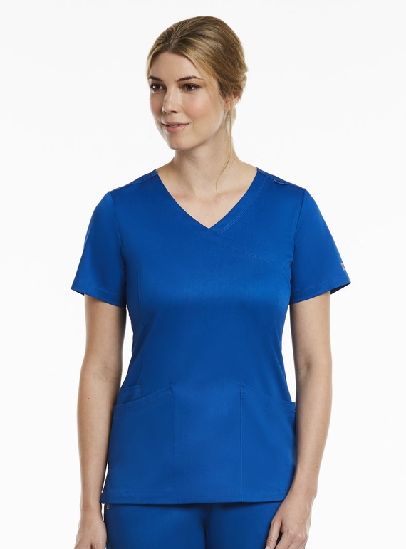 Matrix Curved Mock Wrap Scrub Top - Women - Royal Blue
