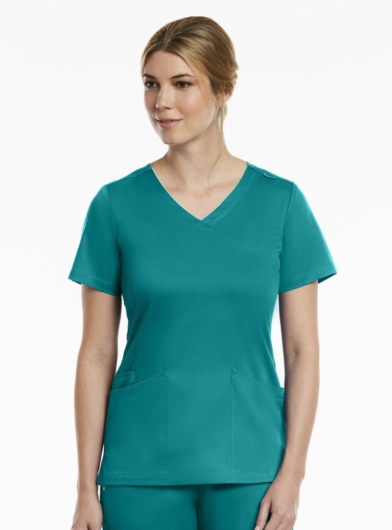 Matrix Curved Mock Wrap Scrub Top - Women - Teal